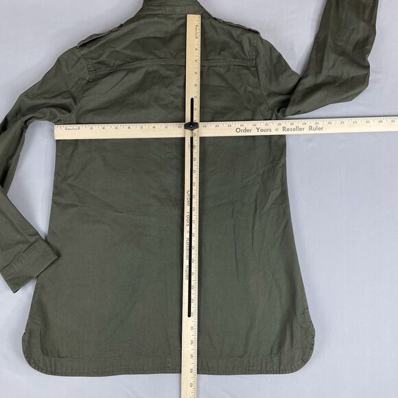 Adam Levine Button-Up Shirt Jacket Long Sleeve Womens S Solid Green Pockets Army - Picture 14 of 14
